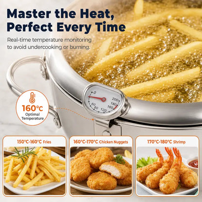 🔥 50% OFF 🍤 Stainless Steel Tempura Fryer Pot with Thermometer