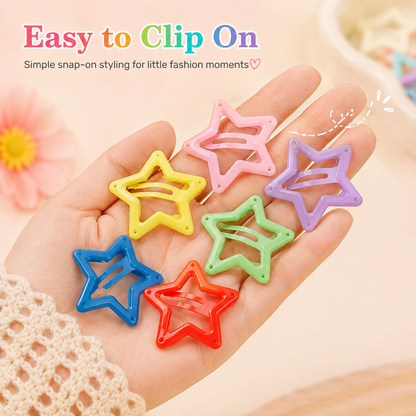 ⭐ 49% OFF 30PCS Colorful Star Hair Clips – Cute Snap Clips for Braids, Buns & Everyday Styles