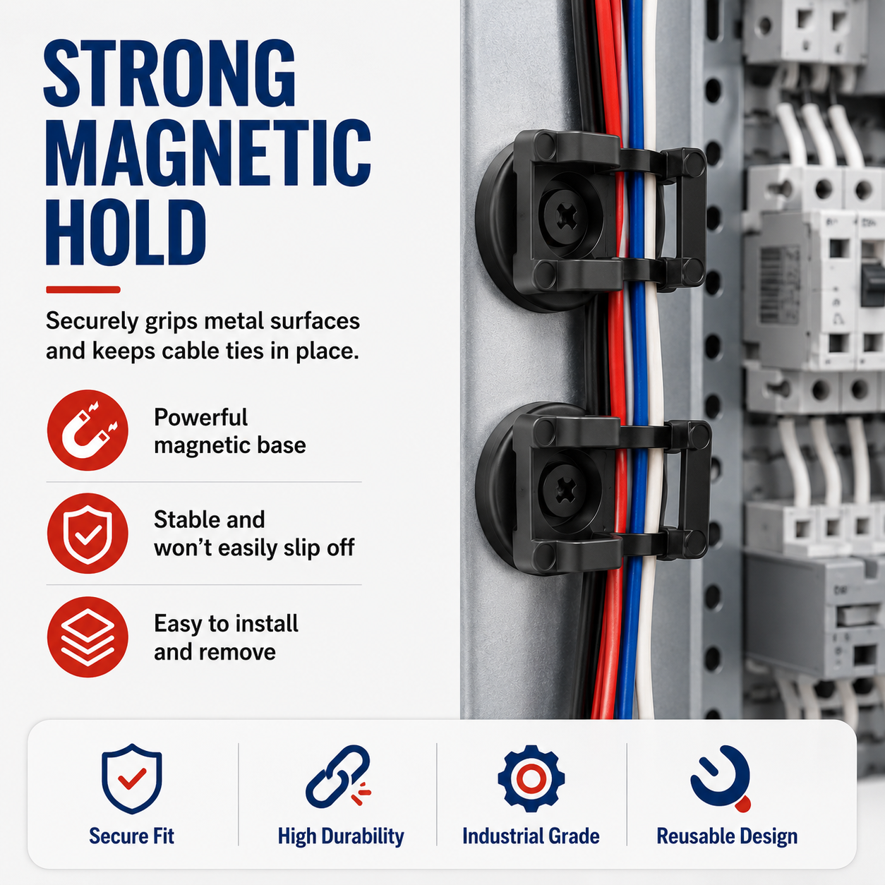 🧲 50% OFF Magnetic Cable Tie Mounts 🔧 Strong Hold, Easy Cable Management