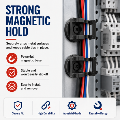 🧲 50% OFF Magnetic Cable Tie Mounts 🔧 Strong Hold, Easy Cable Management
