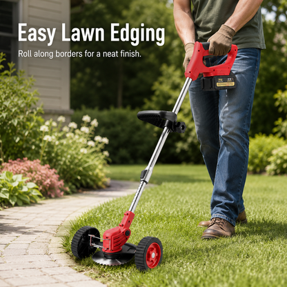 🔥 50% OFF 3-in-1 Cordless Weed Whacker with Adjustable Handle & Removable Support Wheels