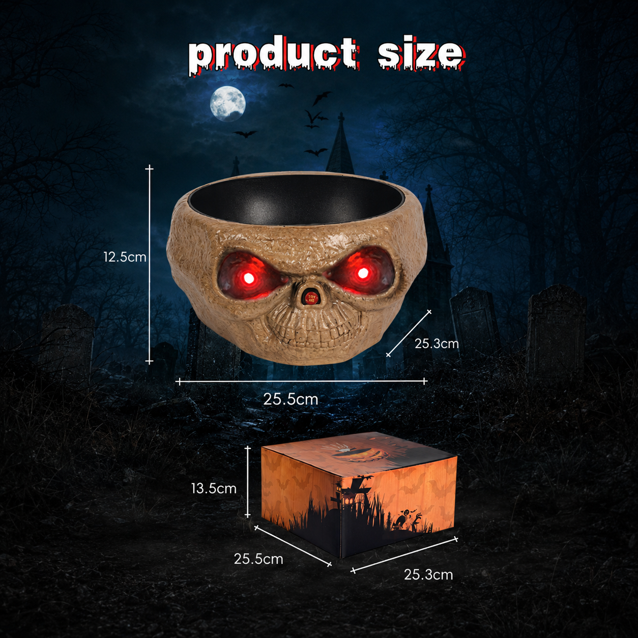 Halloween Animated Candy Bowl with Motion Sensor, Shaking Ghost Hand, Lights & Spooky Sounds