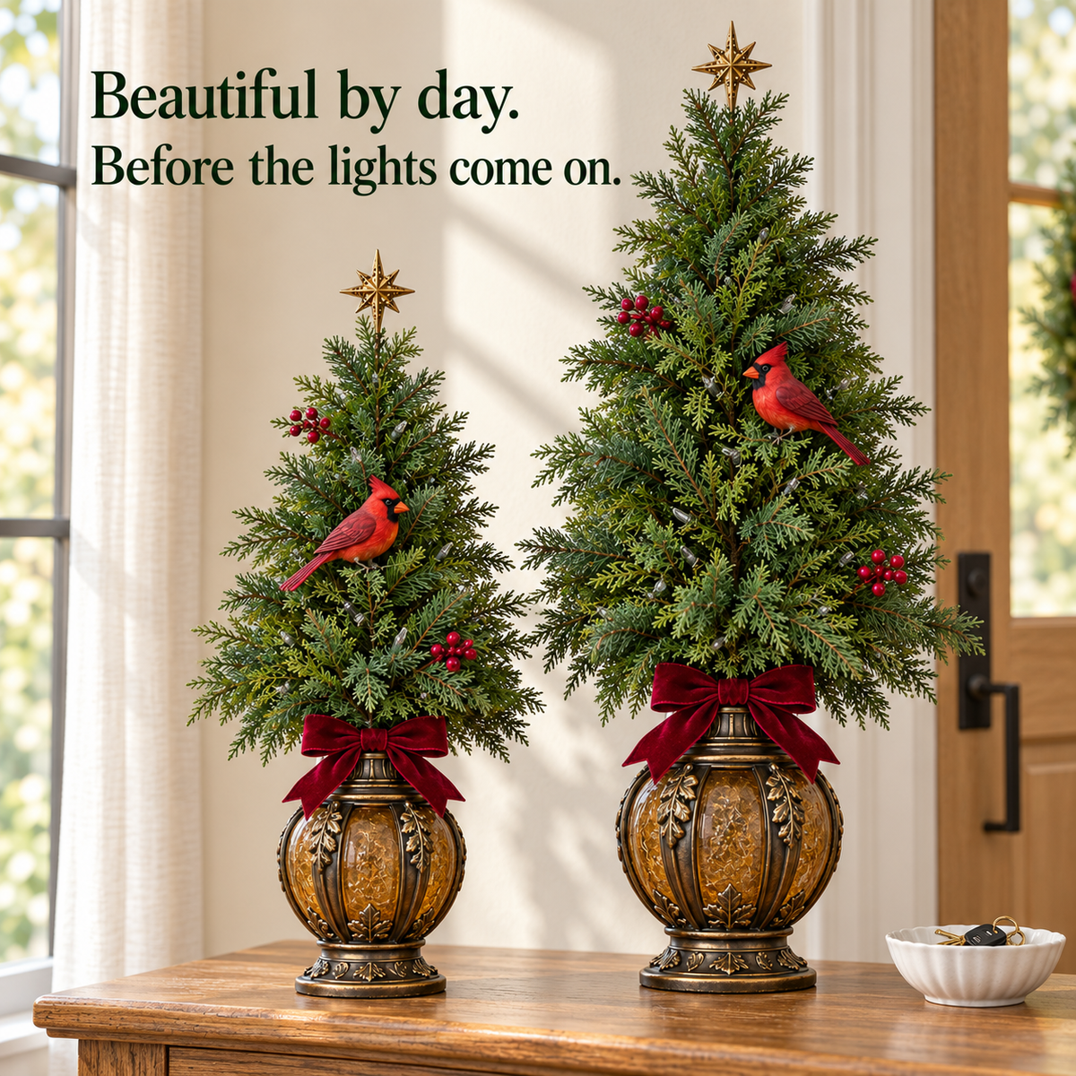 🐦🎄 Cardinal Glow Trees™ | Lighted Christmas Lantern Decor