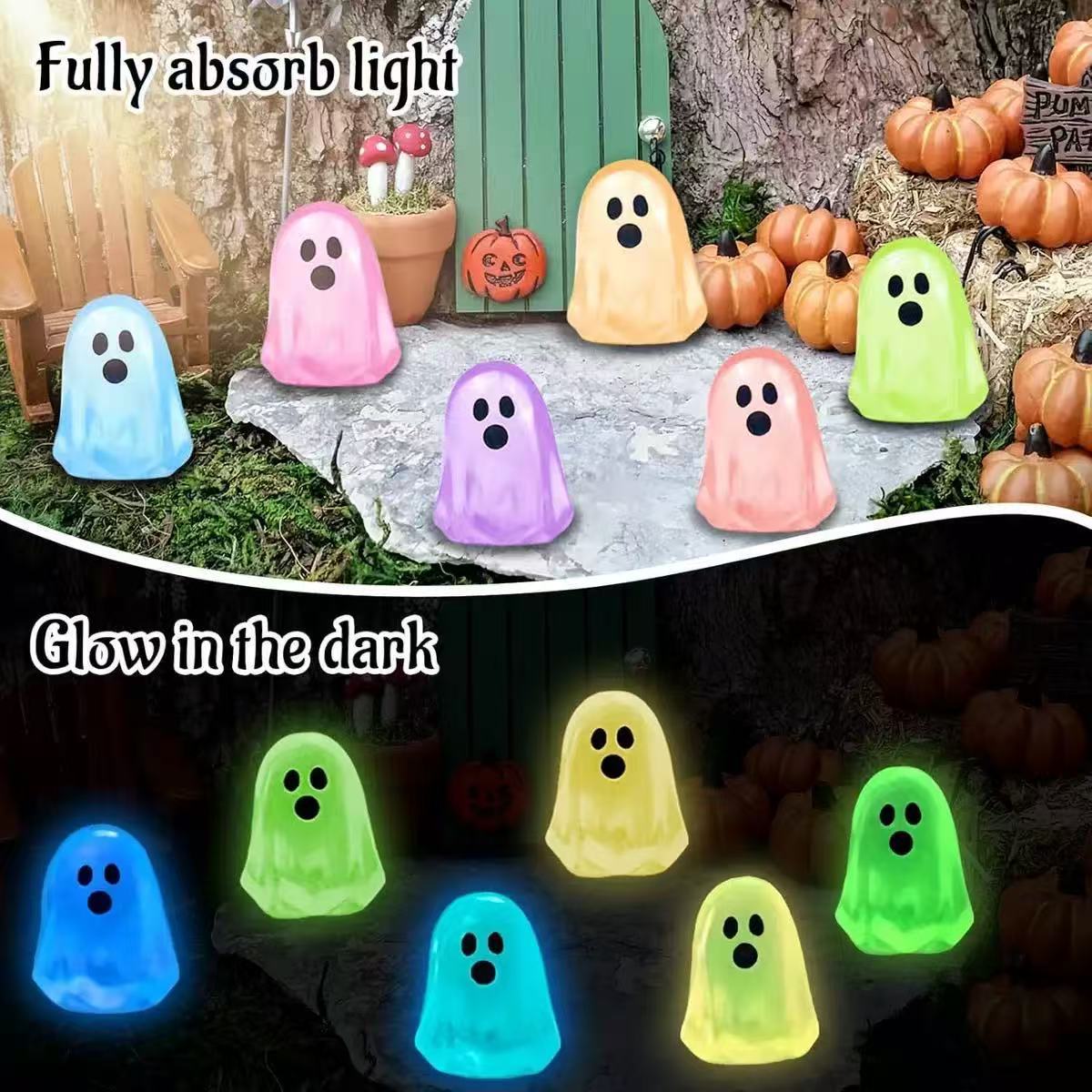👻 50% OFF 60PCS Glow-in-the-Dark Mini Ghosts – Halloween DIY Resin Decor