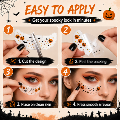 🎃 50% OFF 6PCS Halloween Under-Eye Face Stickers – Instant Spooky Makeup Set