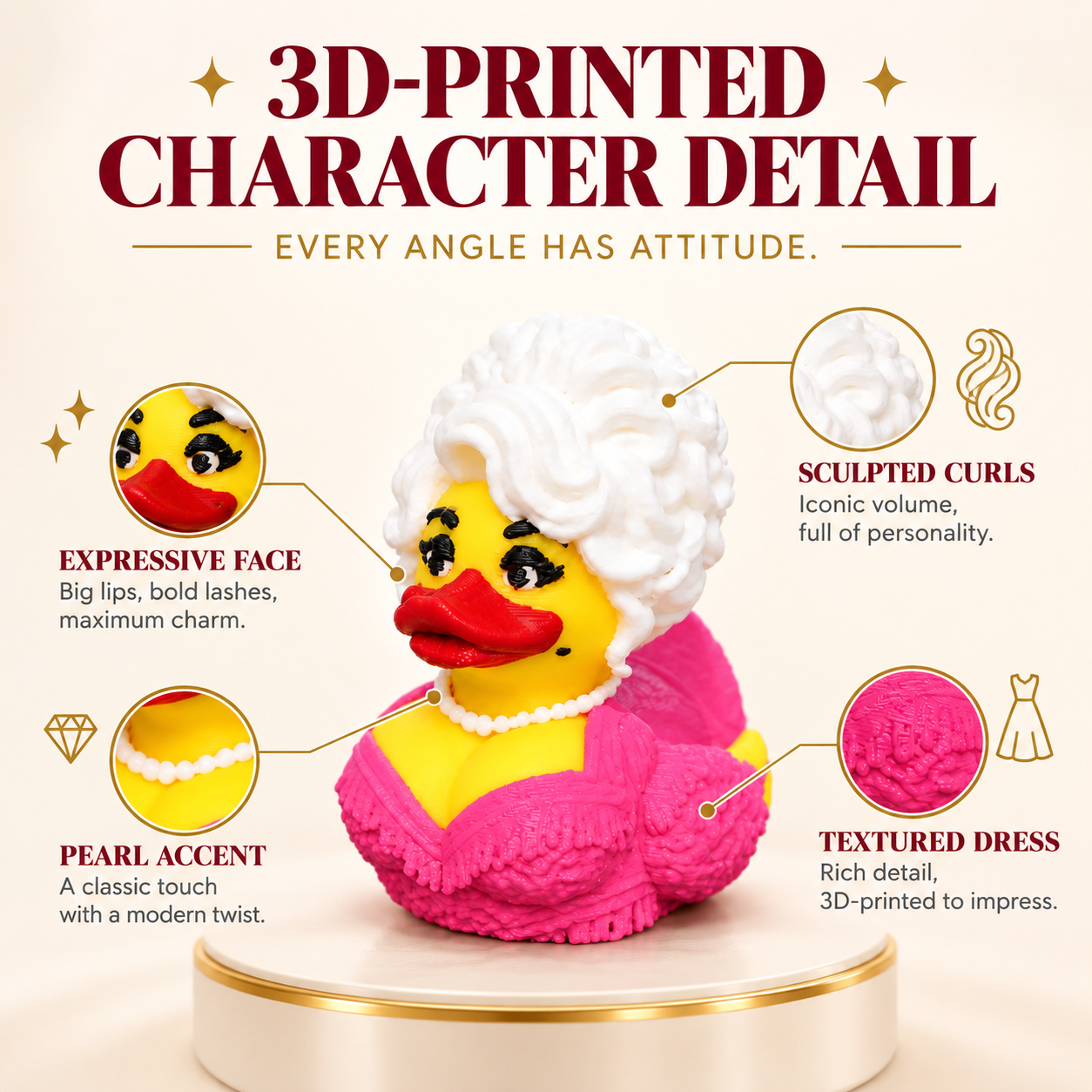 🔥 50% OFF 💋 Mini Glam Diva Duck Decor — Tiny Size, Big Personality