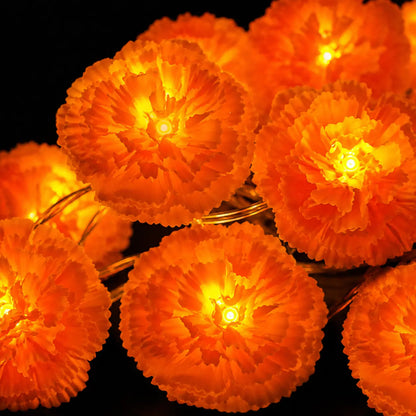 🎃 40% OFF Today 🌼 Orange Marigold LED String Lights – Light Up Your Halloween with a Warm Floral Glow ✨
