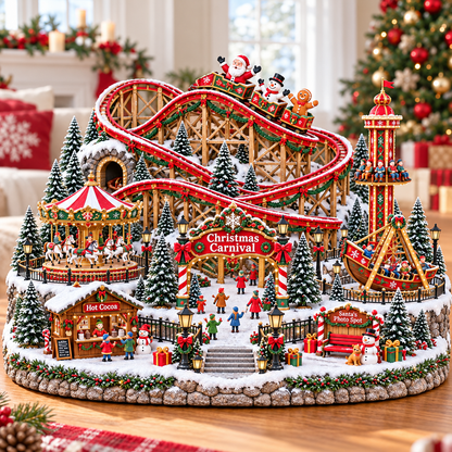 🔥 Last Day 50% OFF 🎢 Magical Christmas Carnival – Animated Roller Coaster & Lighted Decor