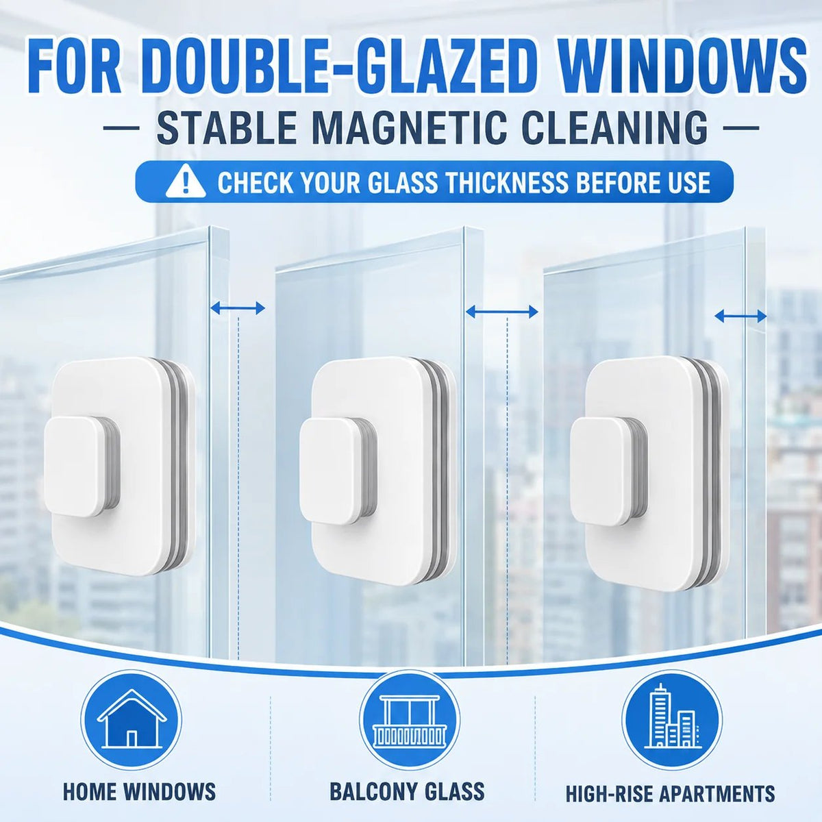 💯 6-in-1 Double-Sided Magnetic Window Cleaner | Safe High-Rise Glass Wiper with Squeegee 🪟