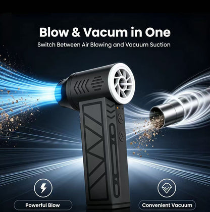 2-in-1 Cordless Air Duster & Vacuum - 130,000 RPM Rechargeable Turbo Blower
