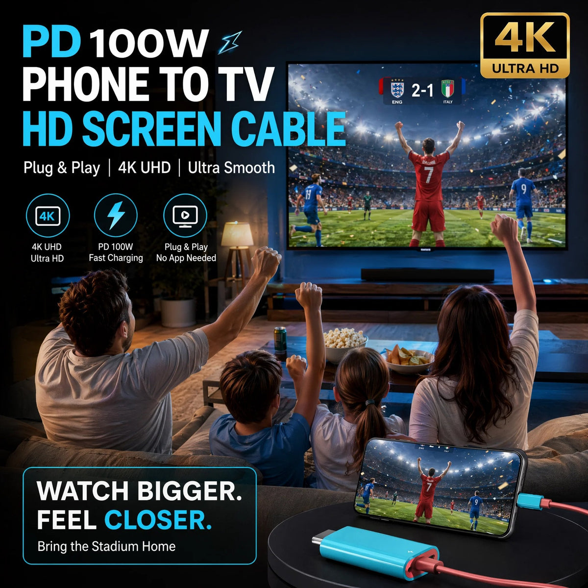 ⚡ 4K USB-C to HDMI Display Cable with 100W PD Fast Charging (2M) 📺
