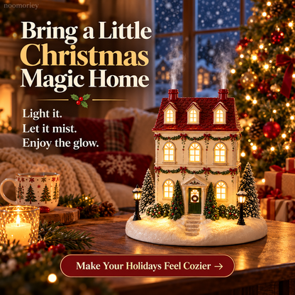 🎄 Christmas Village House Essential Oil Aroma Diffuser with Warm Glowing Chimney Mist 🎁