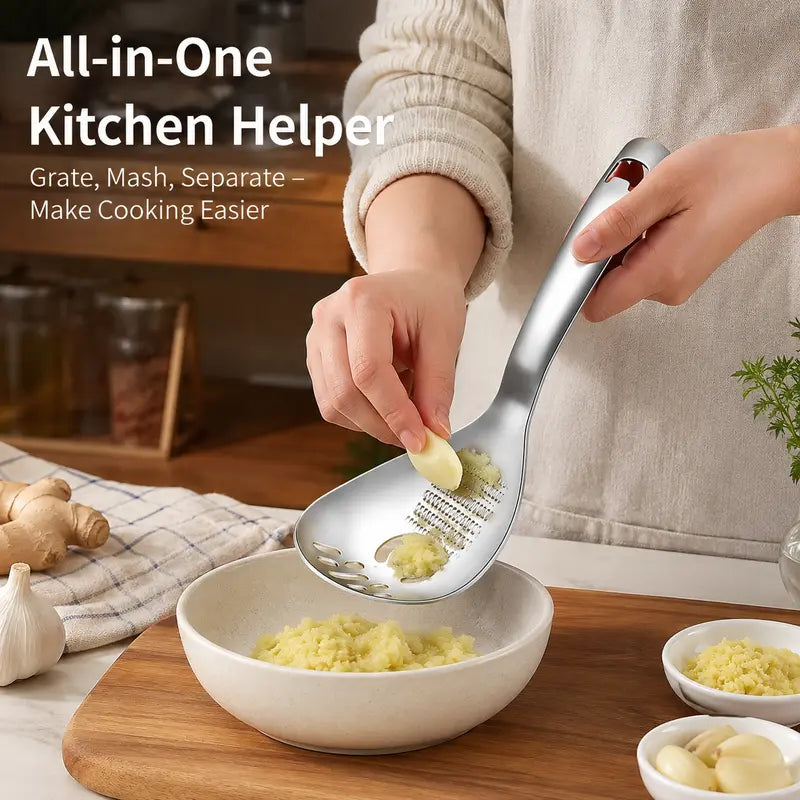 🔥48% OFF 5-in-1 Stainless Steel Kitchen Spoon ✨ Egg Separator, Grater, Masher & Strainer