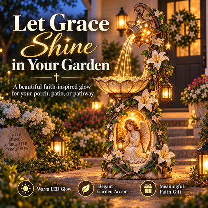 🔥 Last Day 49% OFF👼✨ Angel Starlight Cascading Garden Fountain with Illuminated Star & Lily Accents 🌸