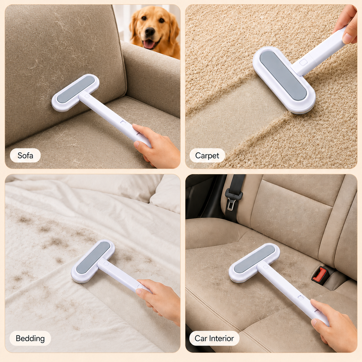 Reusable Pet Hair Remover Brush for Carpets, Couches & Furniture