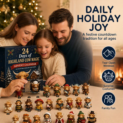🎄 50% OFF 🐮 24-Day Highland Cow Advent Calendar – Christmas Countdown Gift
