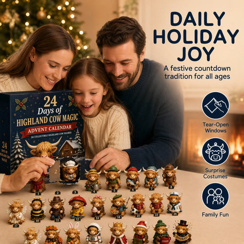 🎄 50% OFF 🐮 24-Day Highland Cow Advent Calendar – Christmas Countdown Gift