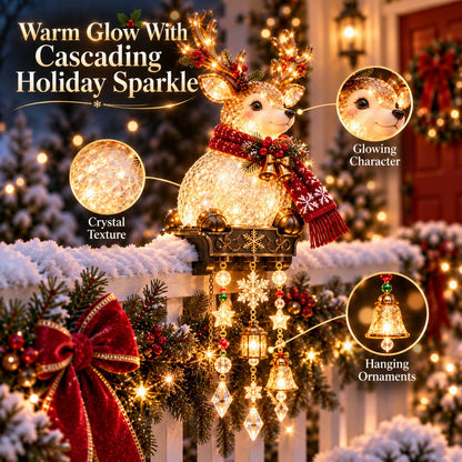 ✨ Lighted Christmas Porch Railing Hanging Characters with Cascading LED Ornaments 🎄