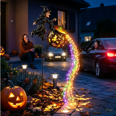 🎃 50% OFF Glowing Witch Cauldron Garden Light ✨ Outdoor Halloween Decor
