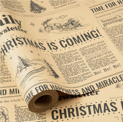 📰 Vintage Newspaper Christmas Kraft Wrapping Paper Mini Roll for Gifts & DIY 🎄
