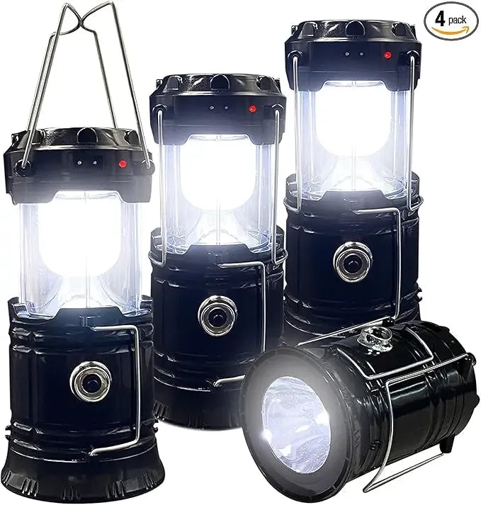 Foldable Compact LED Lanterns💡 - Durable, Waterproof, Solar-USB Rechargeable, Solar Powered, Brightness Adjustable, Heat/Freeze Ready, Batteries-Included Emergency Lights with Flashlight Mode