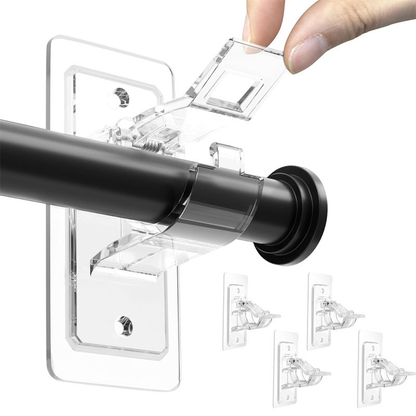 2-Pack No-Drill Curtain Rod Brackets, Self-Adhesive Multifunctional Acrylic Gel Rod Holder Hooks 🏠