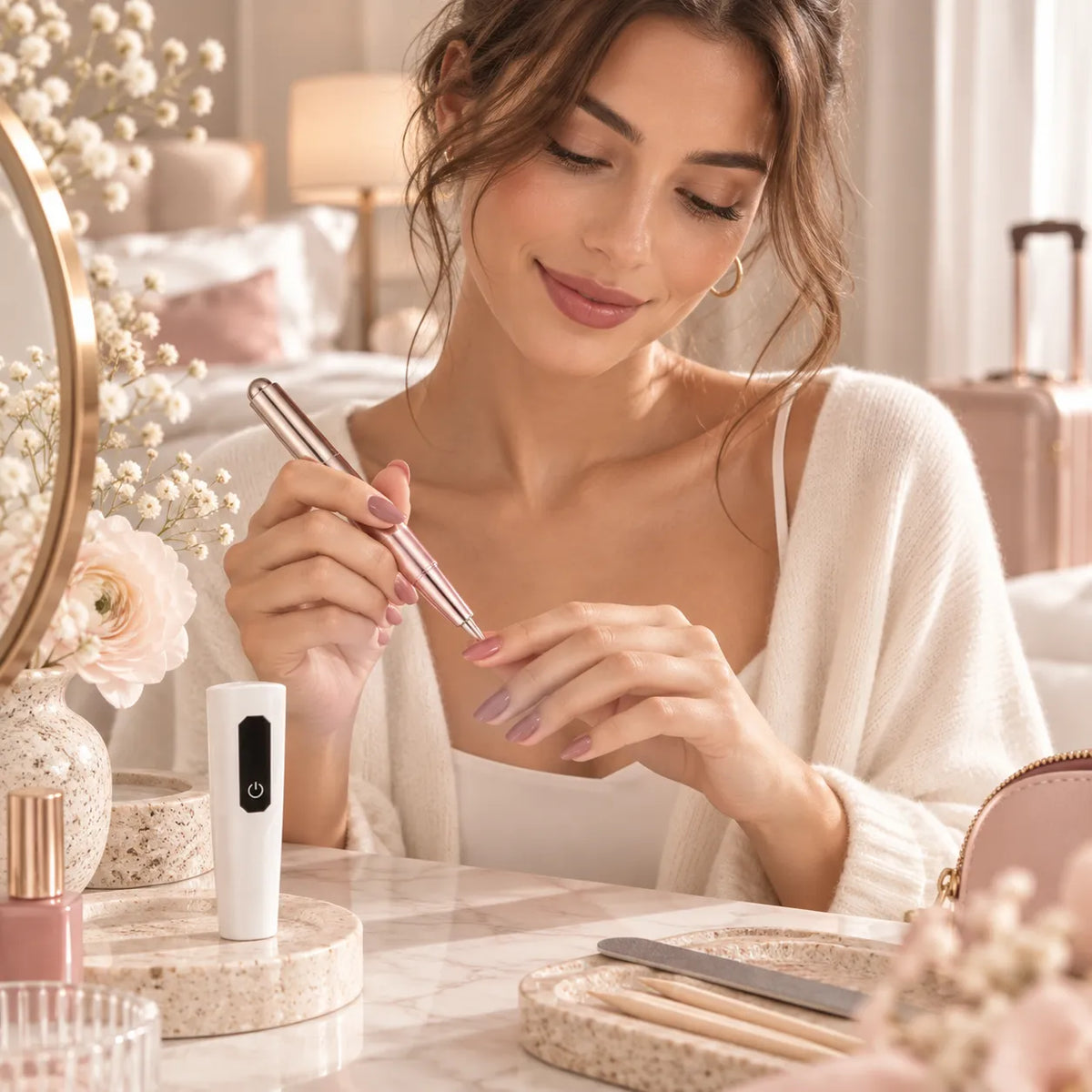 💅 3-in-1 Gel Nail Pen Kit – One-Step Manicure with Mini UV Lamp