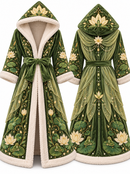 🌸Floral Hooded Robe with Plush Lining