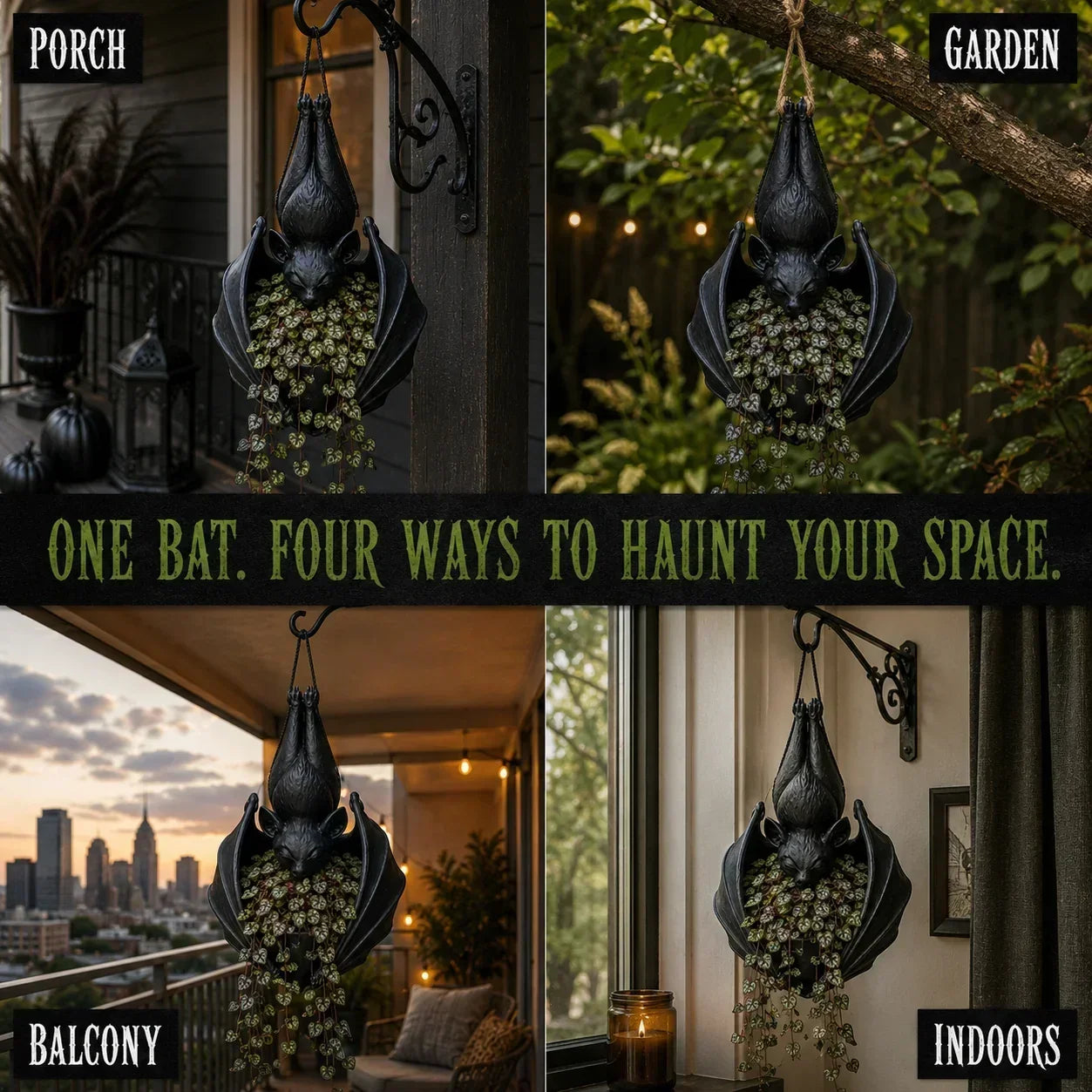 🦇 50% OFF Today 🌿 Gothic Hanging Bat Planter