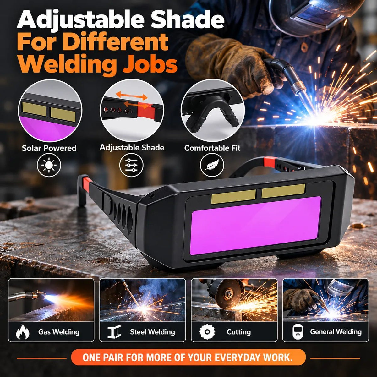 🔥 50% OFF Solar Auto-Darkening Welding Goggles – Adjustable Eye Protection 🥽⚡