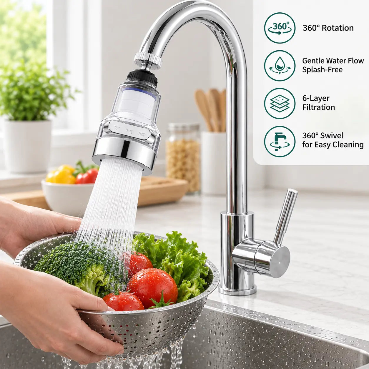 ✨ 50% OFF 3-Mode Rotating Faucet Sprayer for Easier Cleaning
