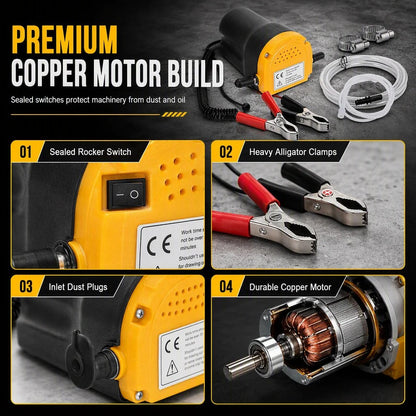 💯 📢📢50% OFF !! ⚡ Portable 12V/24V Electric Self-Priming Oil & Fuel Transfer Pump with Alligator Clamps 🛢️