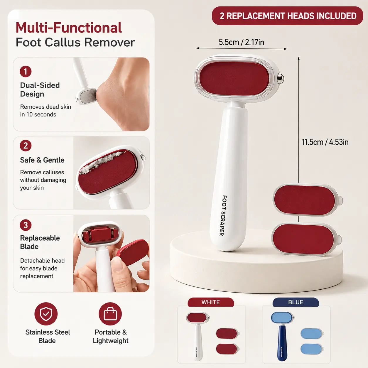 💝LAST DAY 50% OFF 🦶2-in-1 Foot Callus Remover – Scrape & Smooth Rough Heels ✨