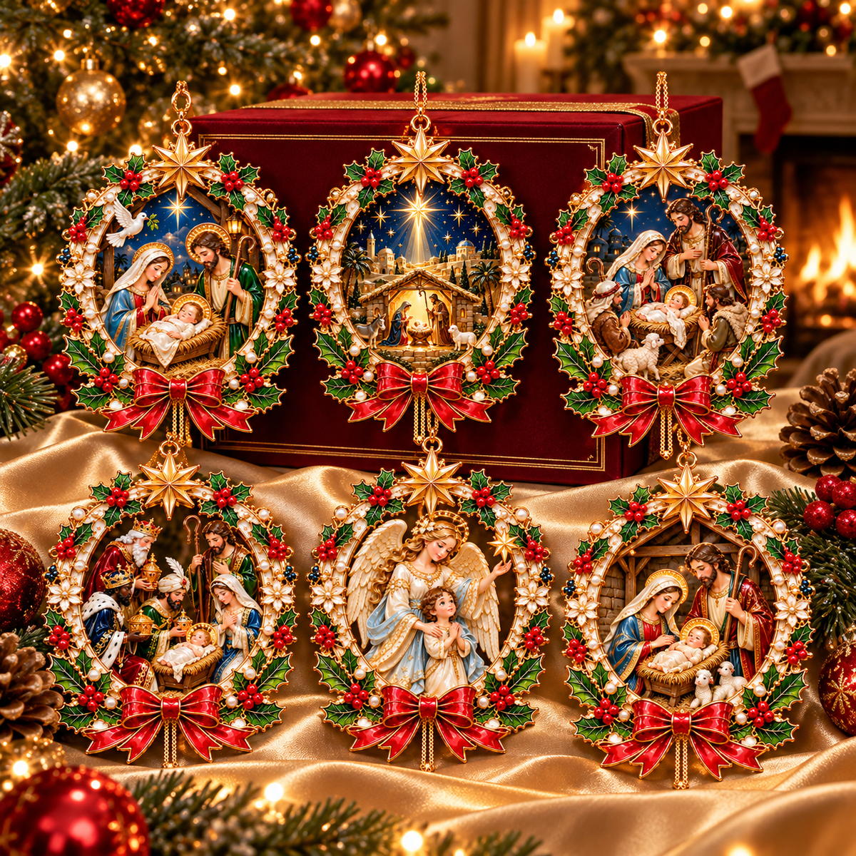 🎄 Sacred Christmas Nativity Tree Ornaments 6-Piece Set✝️