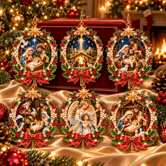 🎁2026 Nativity Christmas Ornaments – 6-Piece Holy Family & Bethlehem Keepsake Collection | Faith-Inspired Christmas Tree Decorations & Meaningful Religious Gifts