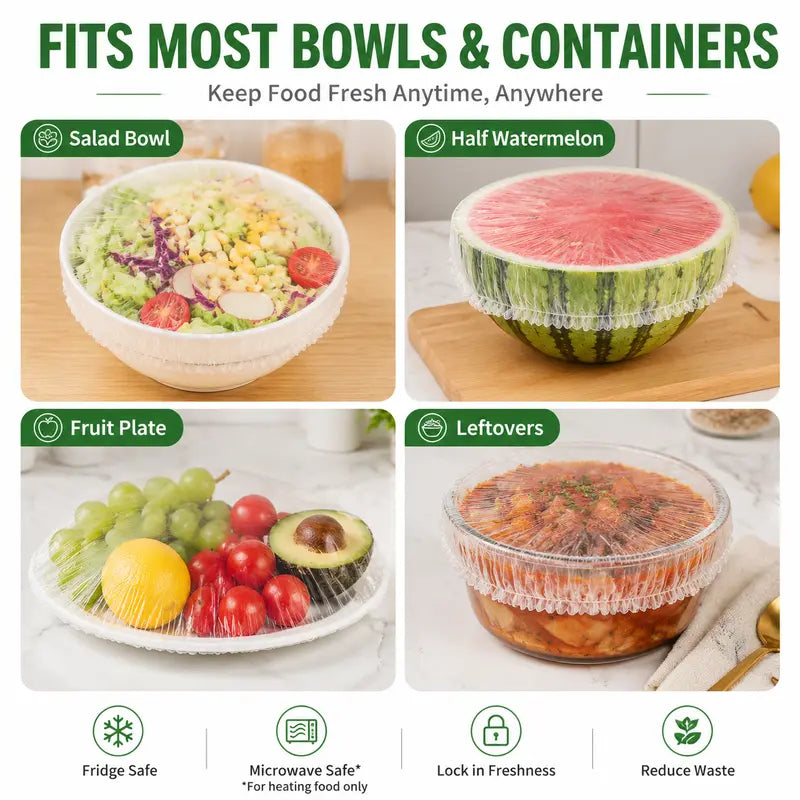 🔥 HOT SALE🥗100PCS Disposable Stretch Food Covers for Bowls & Plates✨