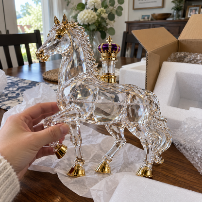 🐎 Western Galloping Horse Whiskey Decanter with Royal Crown Stopper & Gift Box 👑