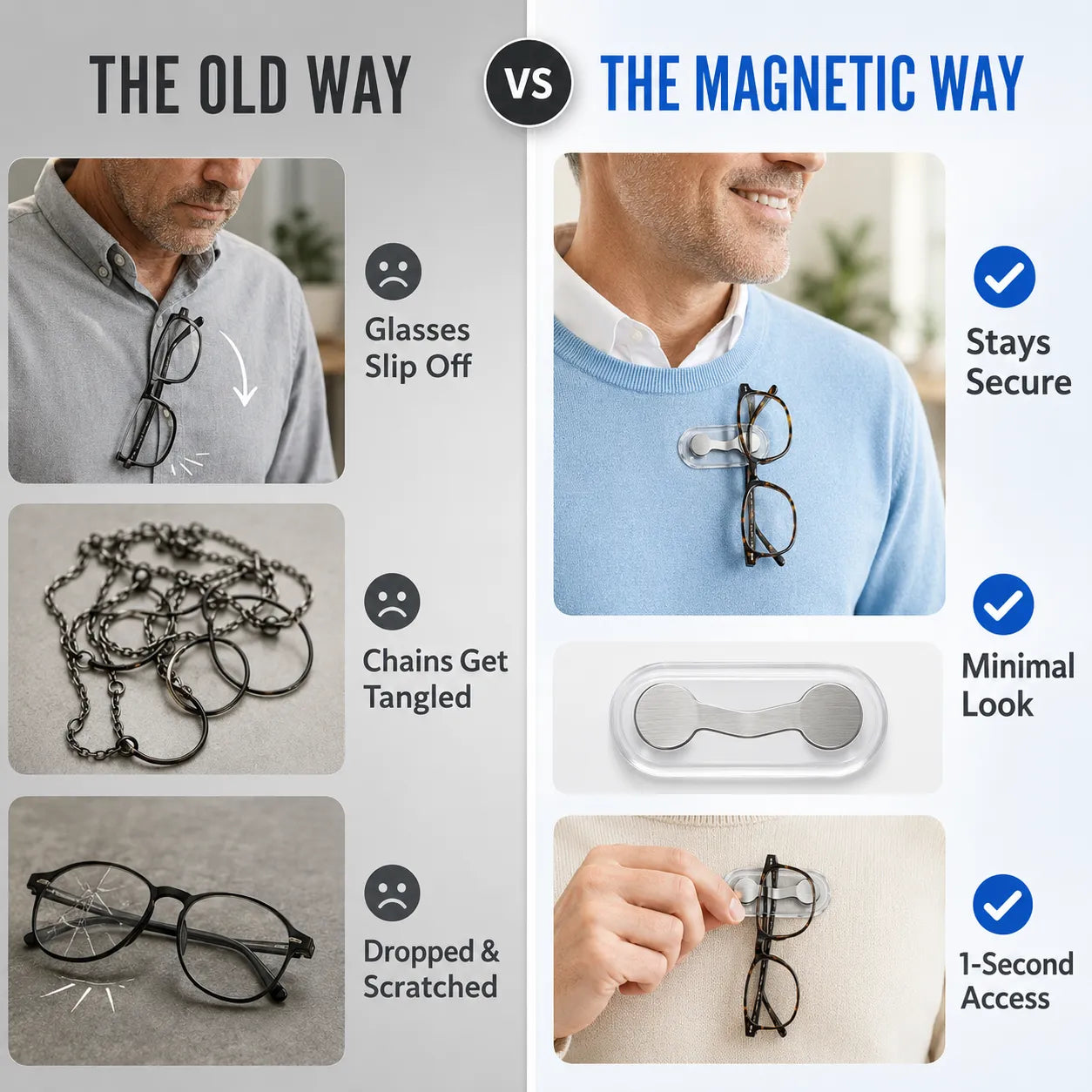✨ 50% OFF Premium Magnetic Eyewear Holder 👓 The Hands-Free Glasses Solution