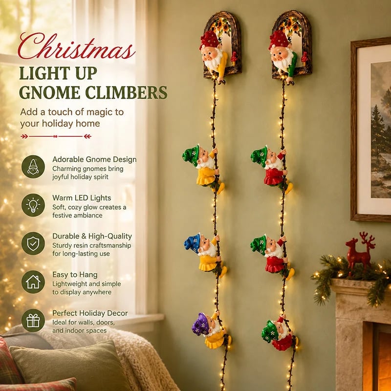 🔥Christmas Gnome String Lights – Cozy Lighted Wall Decoration