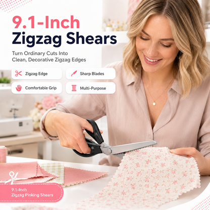 ✂️ 49% OFF 9.1" Pinking Shears 🧵 Stainless Steel Zigzag Fabric Scissors