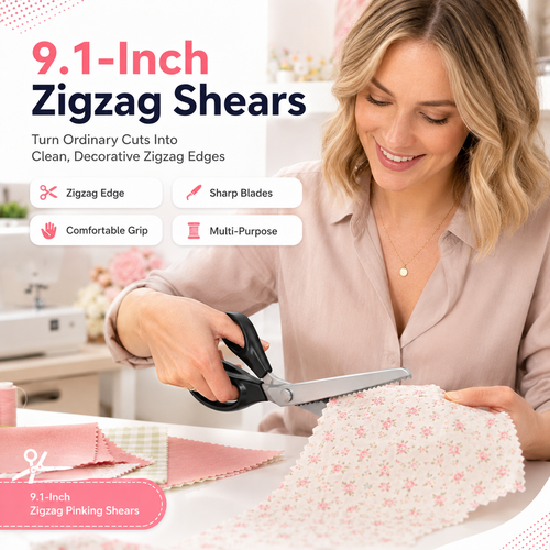 ✂️ 49% OFF 9.1" Pinking Shears 🧵 Stainless Steel Zigzag Fabric Scissors