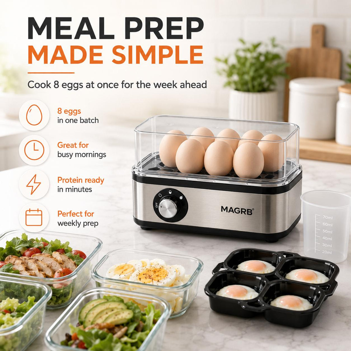 🥚 8-Egg Electric Cooker – 3-in-1 Egg Boiler, Poacher & Omelet Maker 🍳✨