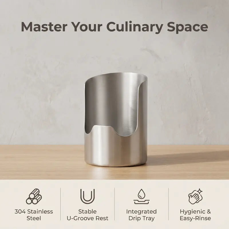 . 🍳 50% OFF Stainless Steel Utensil Holder – Keep Your Kitchen Counter Clean & Organized