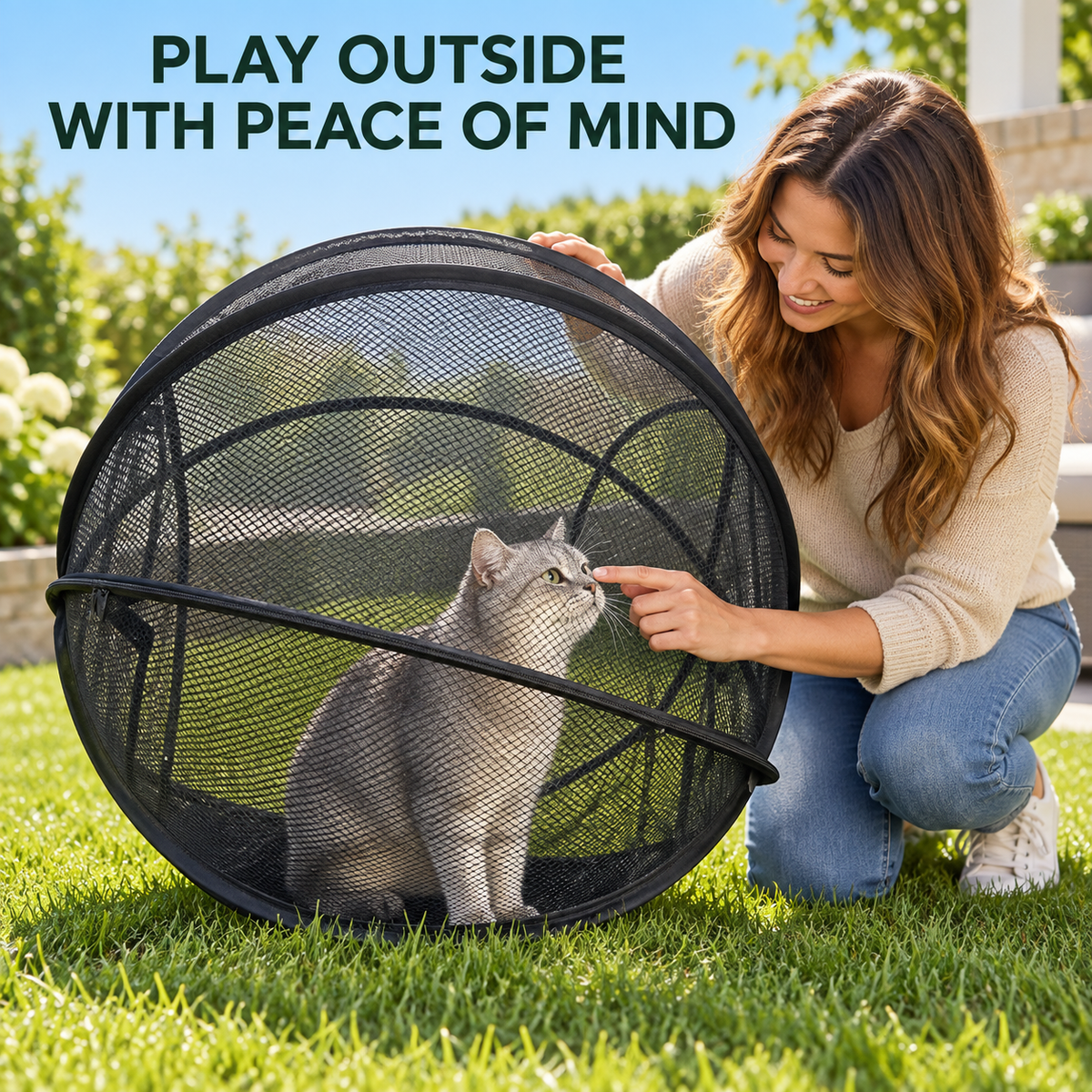 🐱🌿 FreshAir Cat Haven™ – Pop-Up Mesh Playpen
