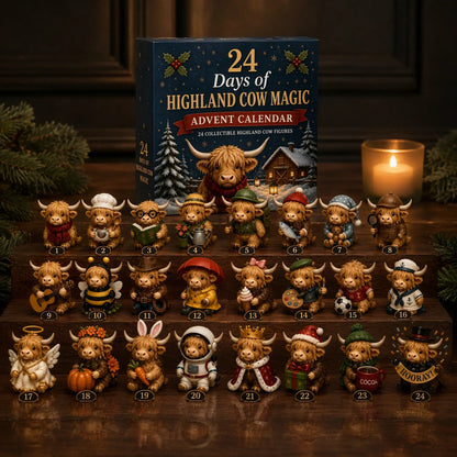 🎄 50% OFF 🐮 24-Day Highland Cow Advent Calendar – Christmas Countdown Gift