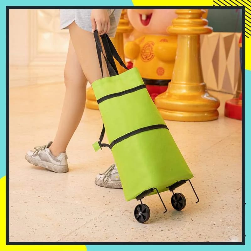 Shopping bag with wheels, foldable small trolley for groceries, portable, large-capacity women's bag for home use