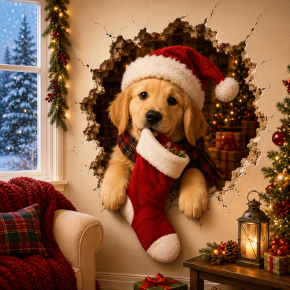 🔥Last Day 50% OFF-19.7'' 🎄 3D Christmas Break-In Wall Decal Peel and Stick Holiday Home Decor 🎅