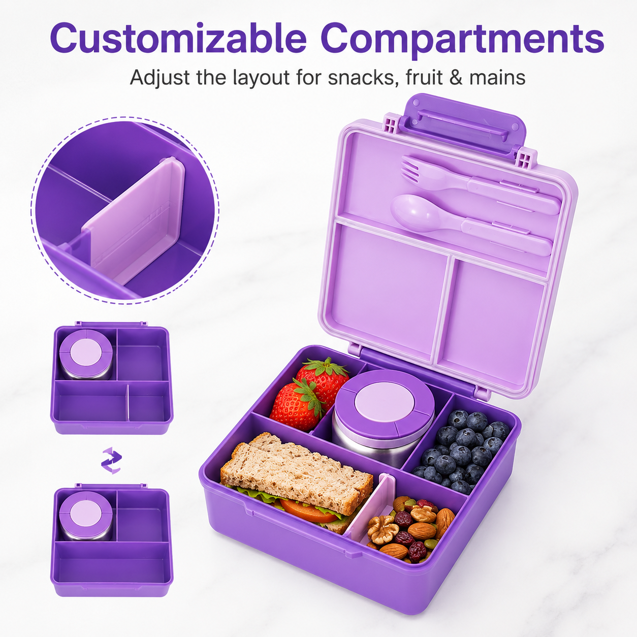 🎒48% OFF Kids Bento Lunch Box with Food Jar, Spoon & Fork – School Ready