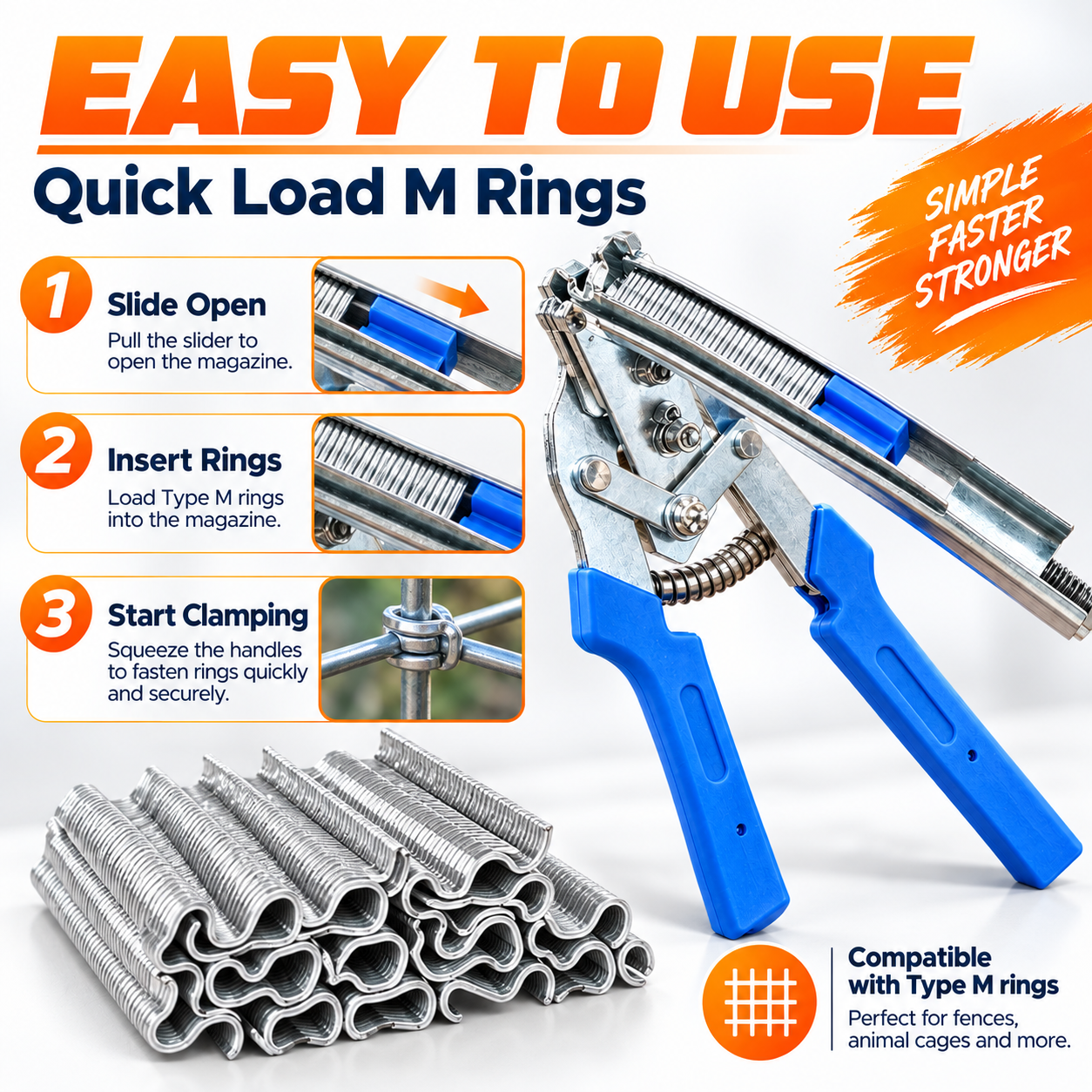 🔥 LIMITED TIME 49% OFF – Type M Hog Ring Pliers Kit + 600PCS Hog Rings Included
