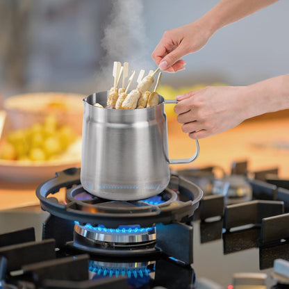 Stainless Steel Oil Filter Pot with Deep Fryer Basket, Stovetop Fryer